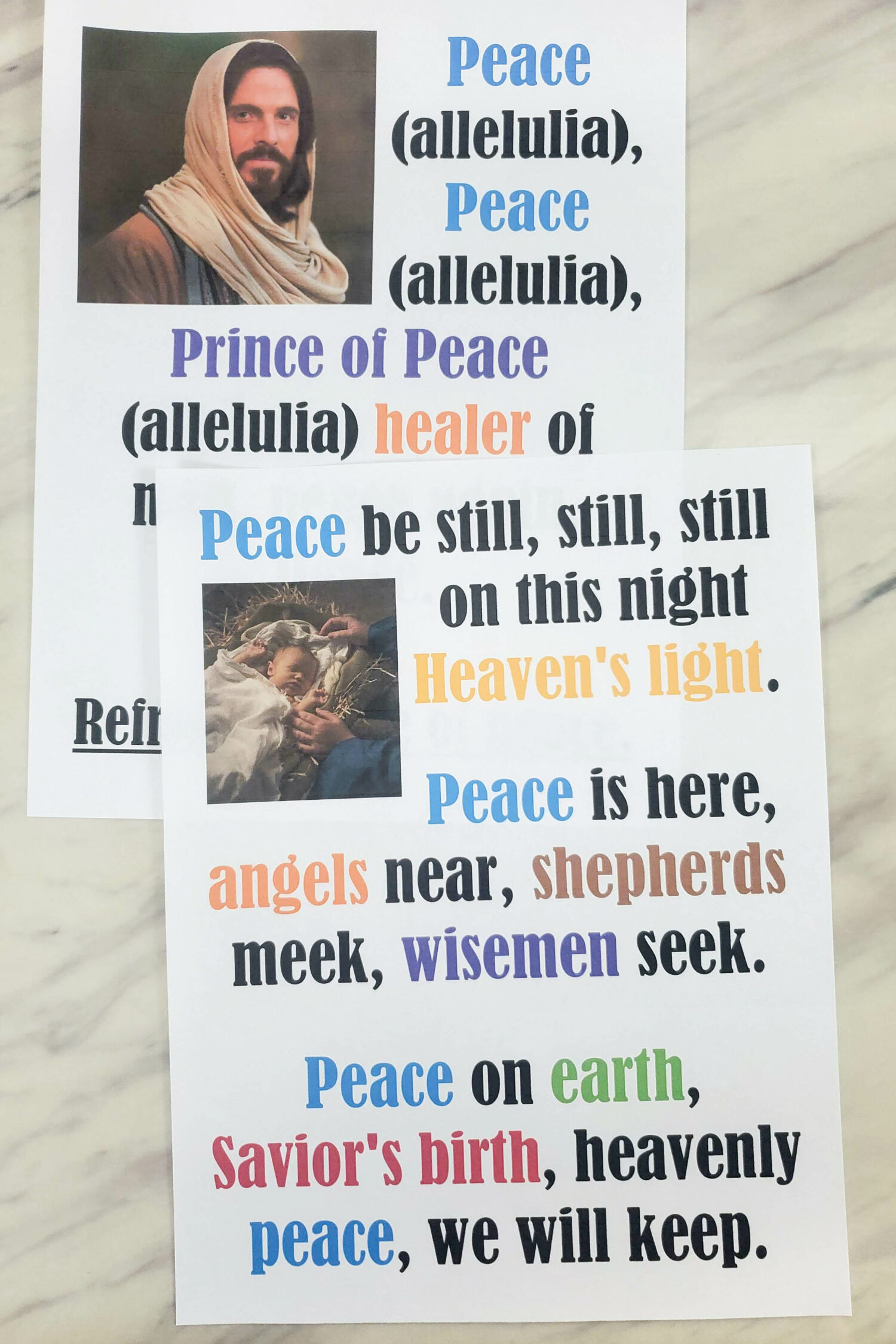 Prince of Peace Flip Chart Christmas song by Maren Ord printable song helps with visuals and lyrics for LDS Primary music leaders