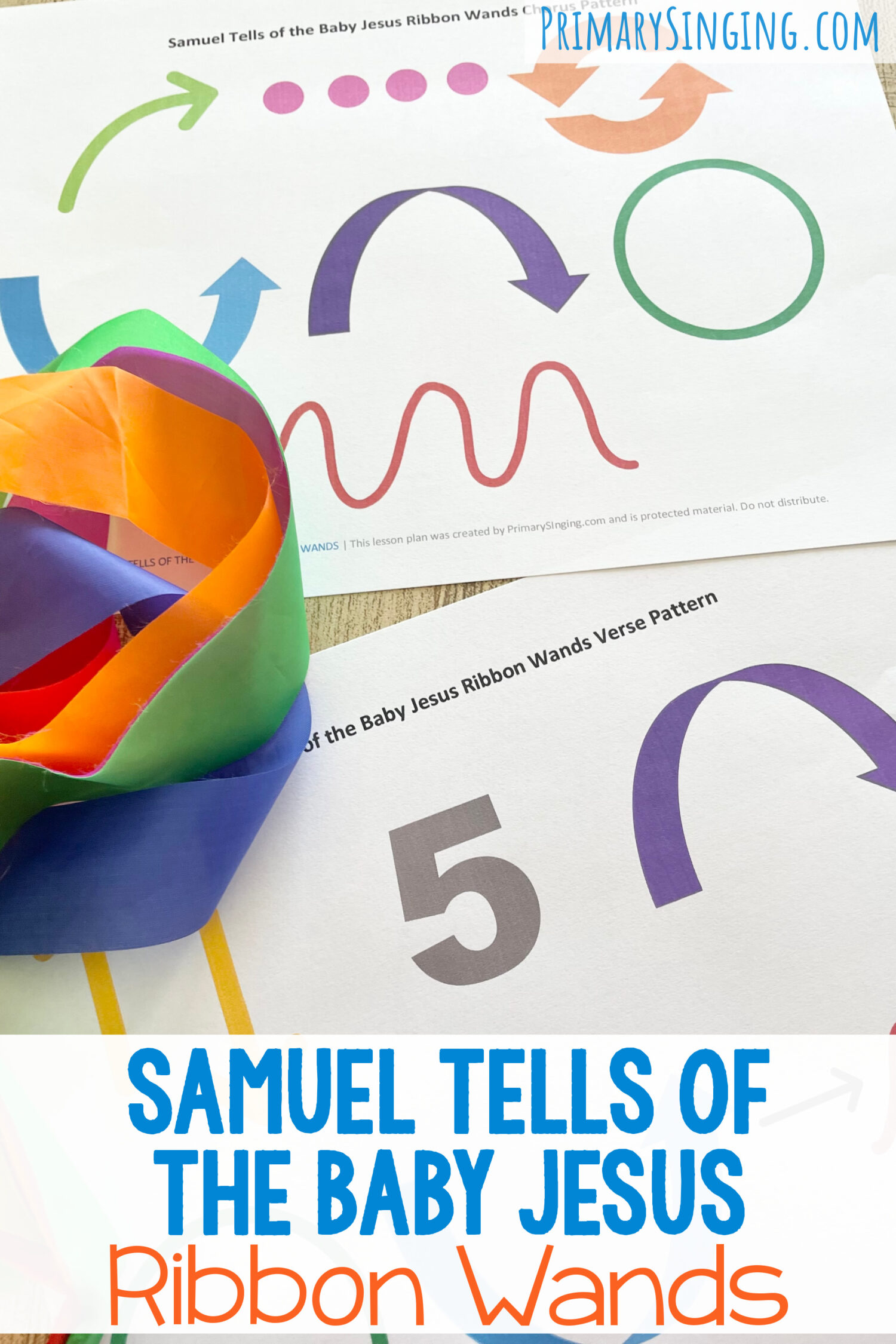 Samuel Tell of the Baby Jesus Ribbon Wands - use this fun ribbon wands movement activity to review this Christmas song with a printable pattern for LDS Primary Music Leaders.