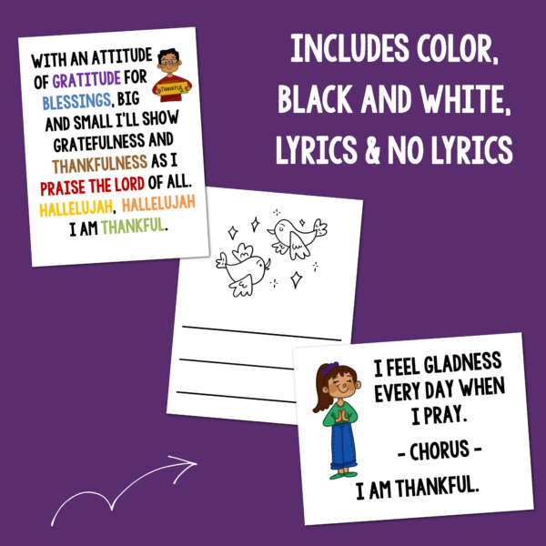 I Am Thankful Flip Chart Color & Black and White Printables