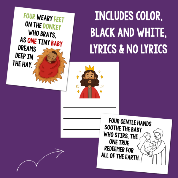 Little Lord Jesus Flip Chart Color & Black and White Printables with and without lyrics