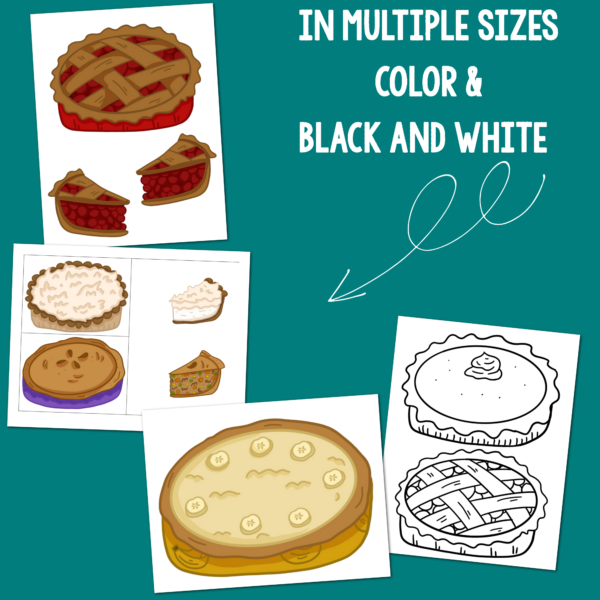 Thanksgiving Pick a Pie singing time activity and game perfect for the holidays including 10 favorite Thanksgiving pie illustrations and pie slices, too!