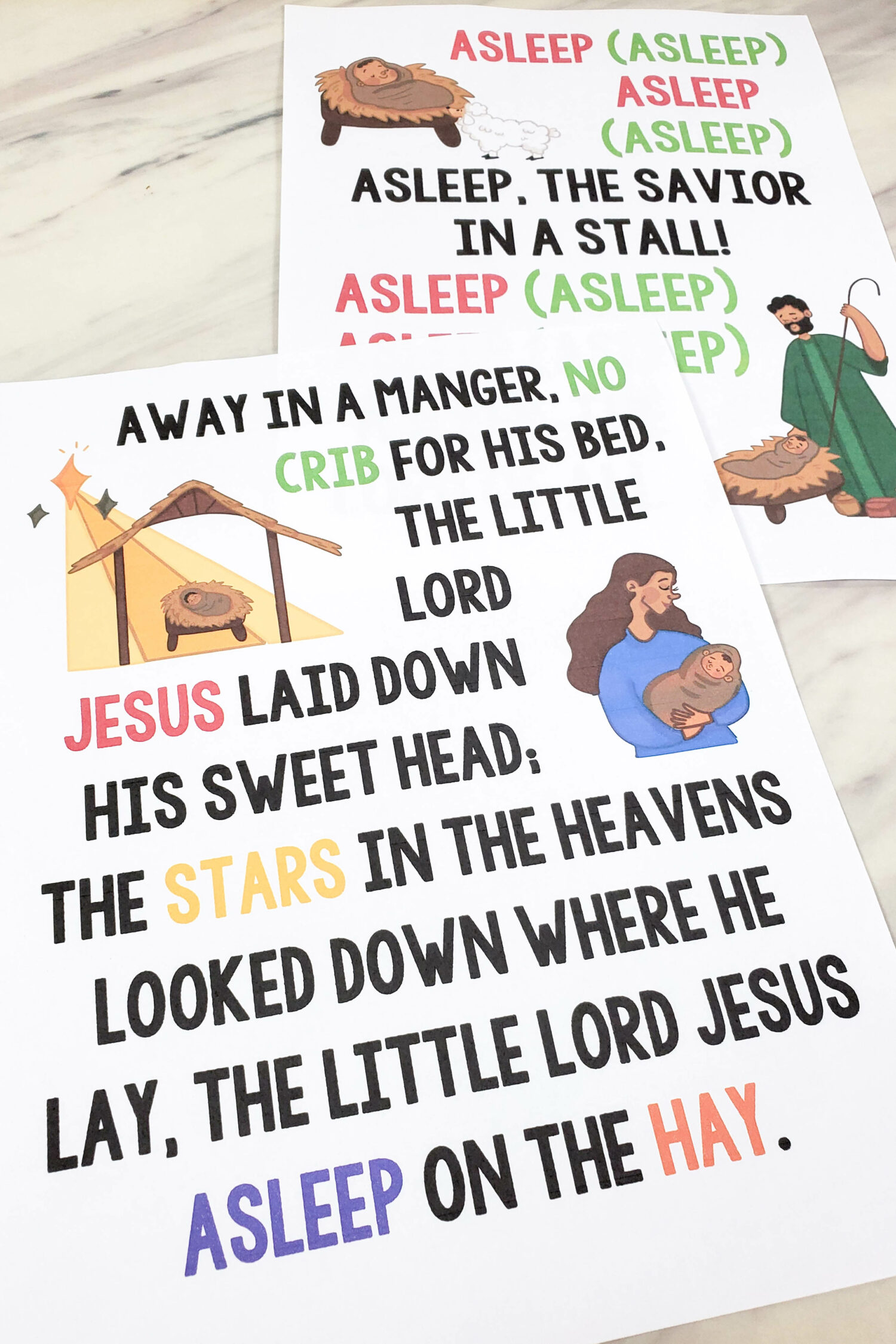 Away in a Manger Flip Chart Teach this favorite Christmas song this year. Printable lyrics and pictures for LDS Primary Music leaders or Christian song helps.