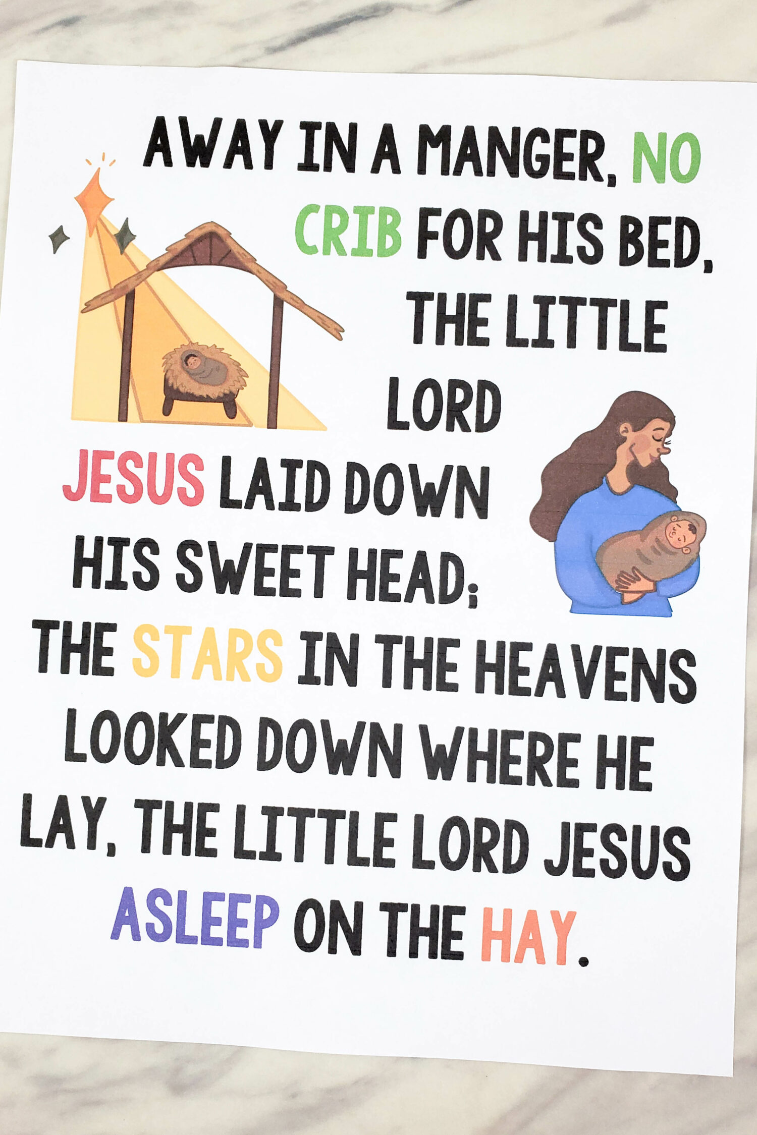 Away in a Manger Flip Chart & Lyrics Singing time ideas for Primary Music Leaders Away in a Manger art flip chart 5