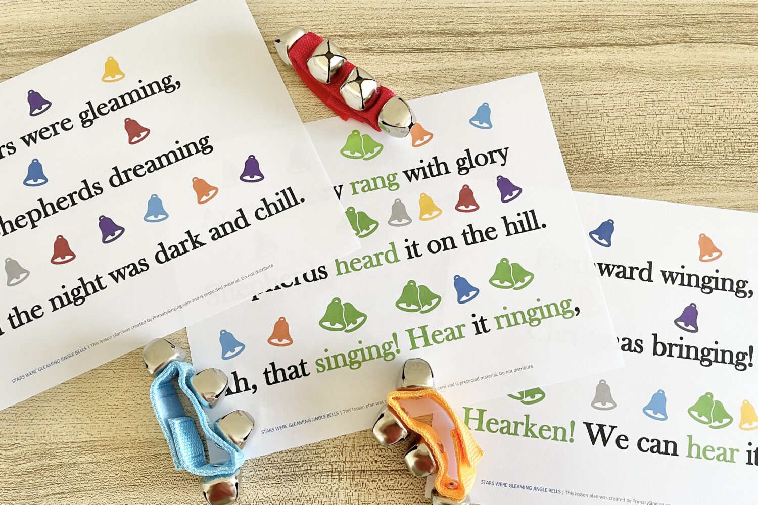 Stars Were Gleaming Jingle Bells - Use this fun living music singing time idea with a simple jingle bells pattern with printable song helps for LDS Primary Music Leaders.