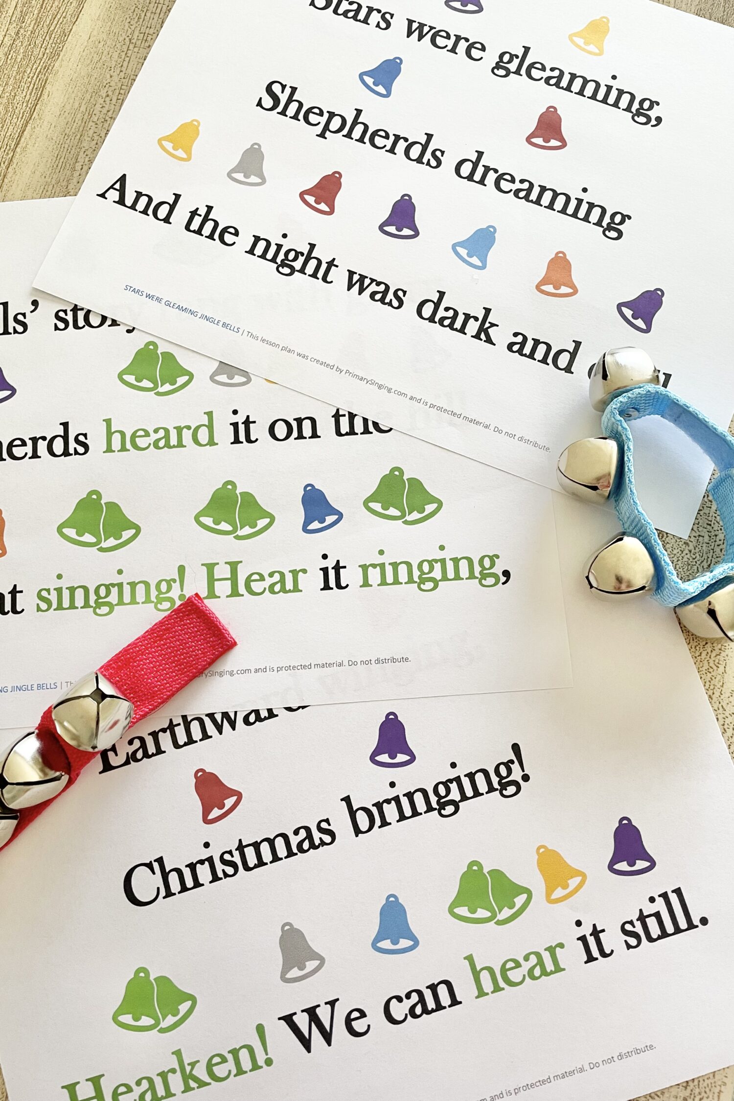 Stars Were Gleaming Jingle Bells - Use this fun living music singing time idea with a simple jingle bells pattern with printable song helps for LDS Primary Music Leaders.