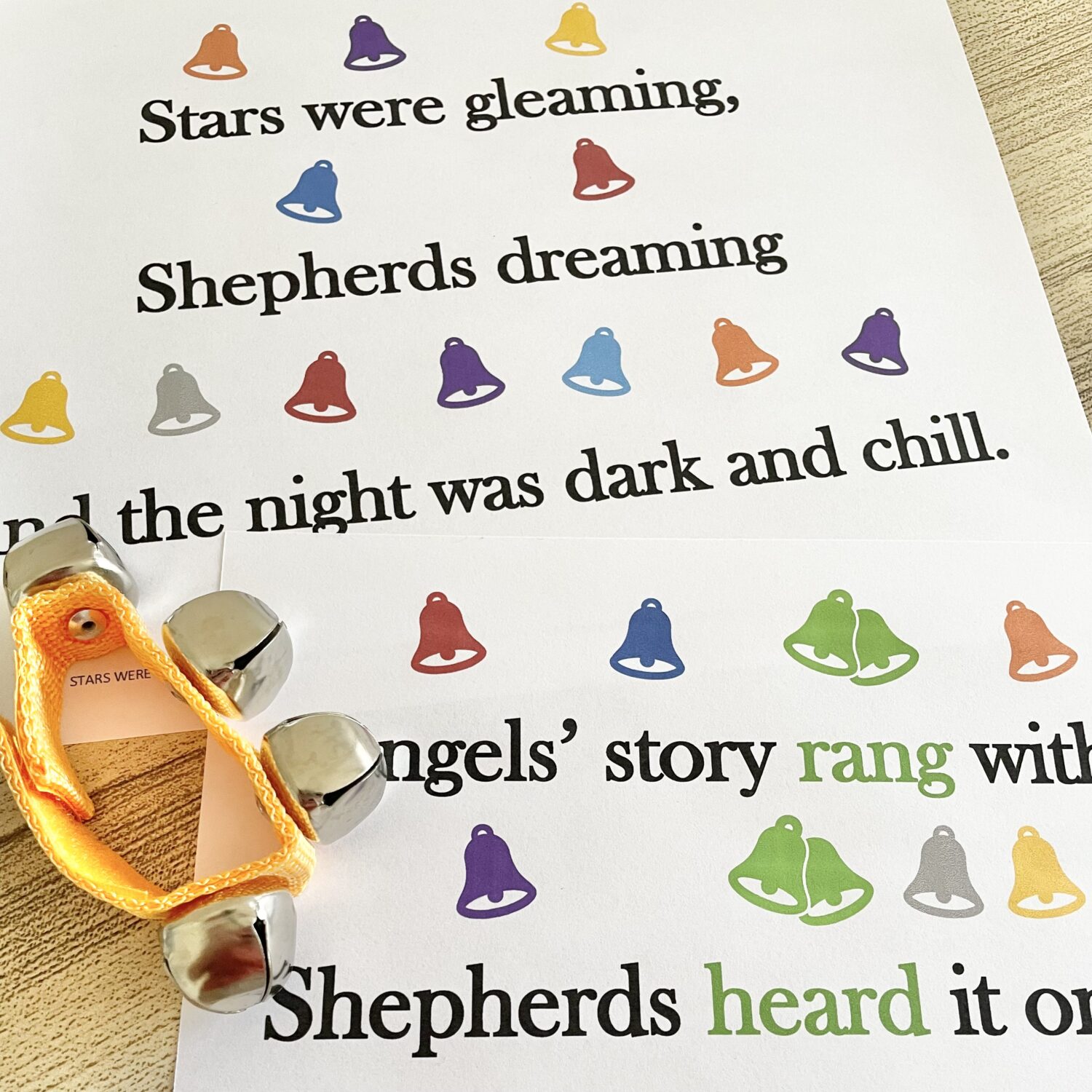Stars Were Gleaming Jingle Bells - Use this fun living music singing time idea with a simple jingle bells pattern with printable song helps for LDS Primary Music Leaders.