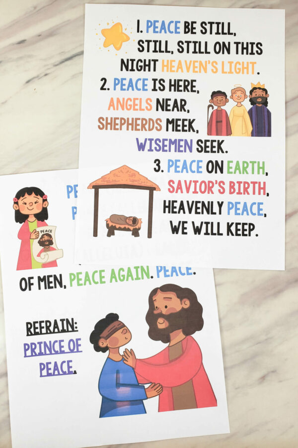 Prince of Peace Flip Chart Teach this beautiful Christmas song by Monica Scott this year. Printable lyrics and pictures for LDS Primary Music leaders or Christian song helps.