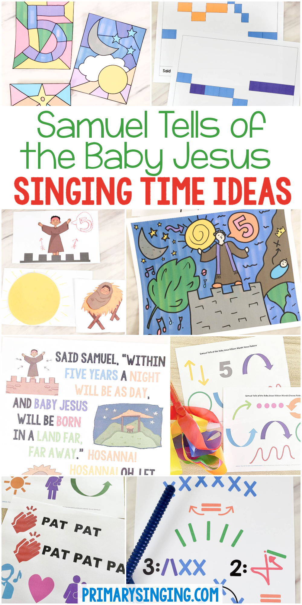 18 Samuel Tells of the Baby Jesus Singing Time Ideas 13 Samuel Tells of the Baby Jesus singing time ideas! Tons of fun ways to teach this song including ribbon wands, hand actions, rhythm sticks, stained glass art, a song puzzle and many more. You'll love these printable song helps for teaching this for LDS Primary music leaders.