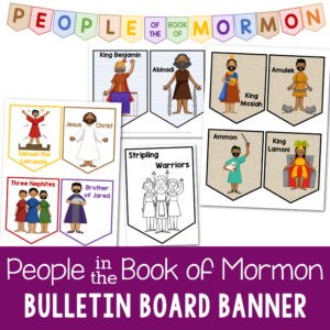 People in the Book of Mormon Pennant Banner - Share different scripture people from the Book of Mormon with this cute pennant banner perfect to decorate your Primary room, classroom, or home as you introduce these 26 different people from the 2024 Come Follow Me year. Add them throughout the year or at the start of the year in your Primary class or Singing Time!