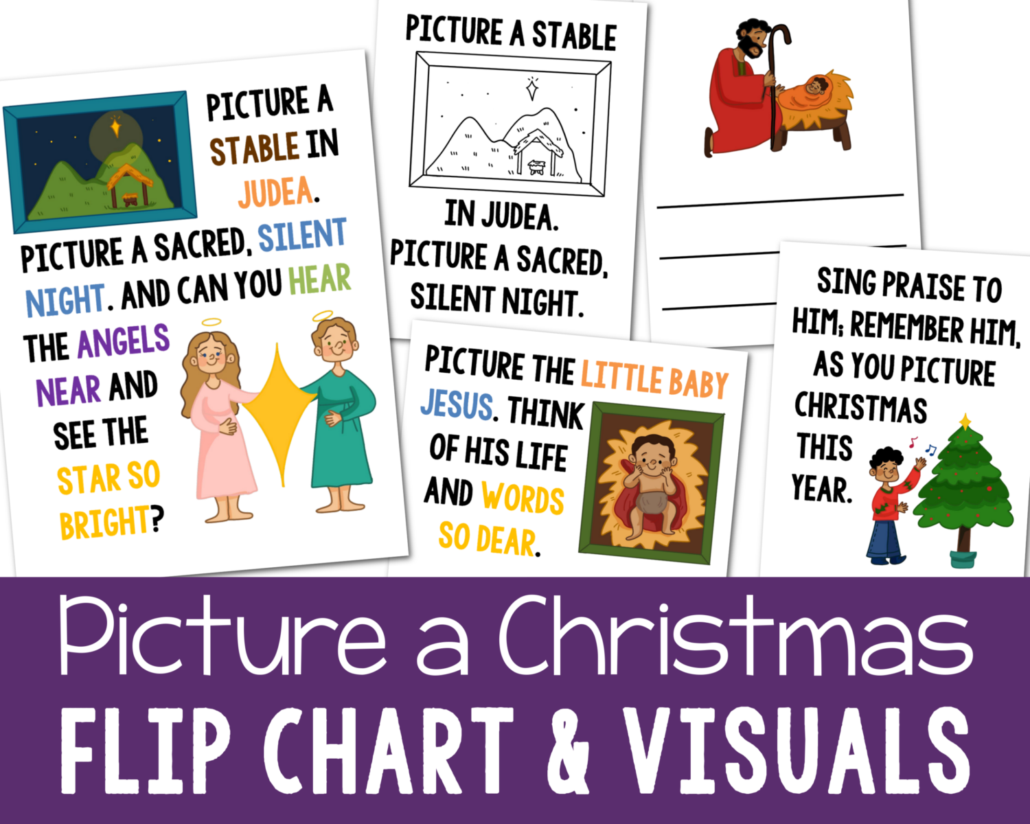 Picture a Christmas Flip Chart Teach this fun Christmas song this year. Printable lyrics and pictures for LDS Primary Music leaders song helps.