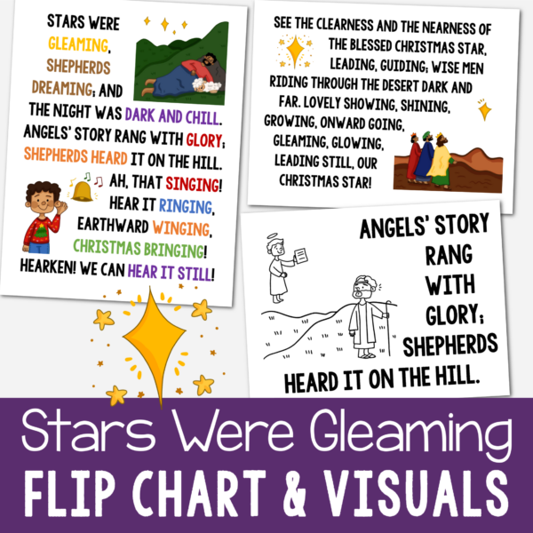 Stars Were Gleaming Flip Chart Teach this fun Christmas song this year. Printable lyrics and pictures for LDS Primary Music leaders song helps.