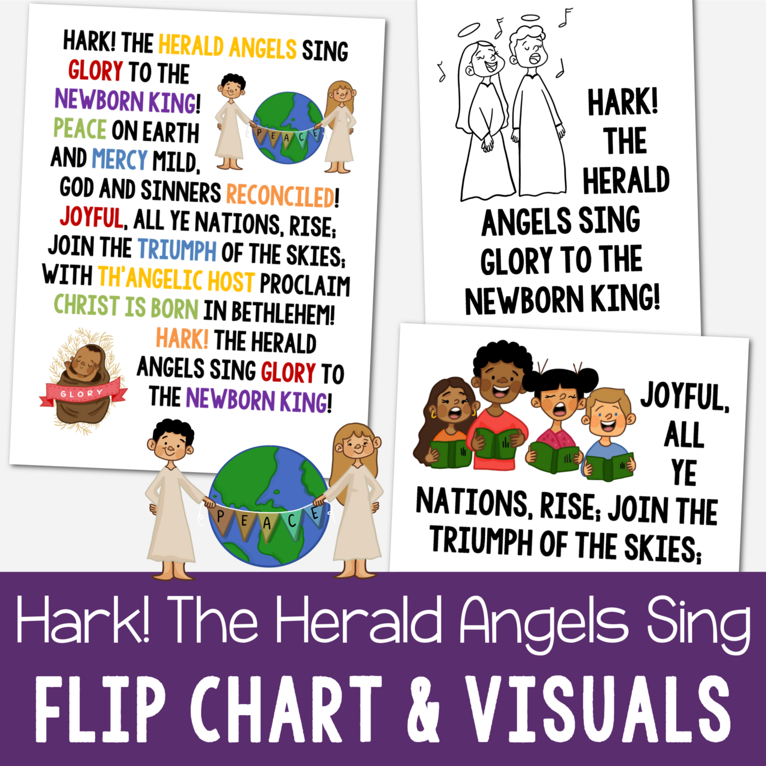 Sing Chart Hark! The Herald Angels Sing Flip Chart & Lyrics - Primary Singing