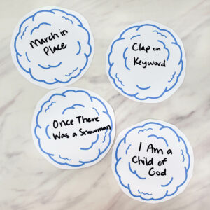 Snowball Fight super fun no-prep singing time game! A perfect lesson plan for winter. Pass out these cute snowball pages and have the kids write down a song title, crumble up the paper into a snowball and toss all the snowballs up front! Pick one and sing through the song. A great activity for LDS Primary music leaders.
