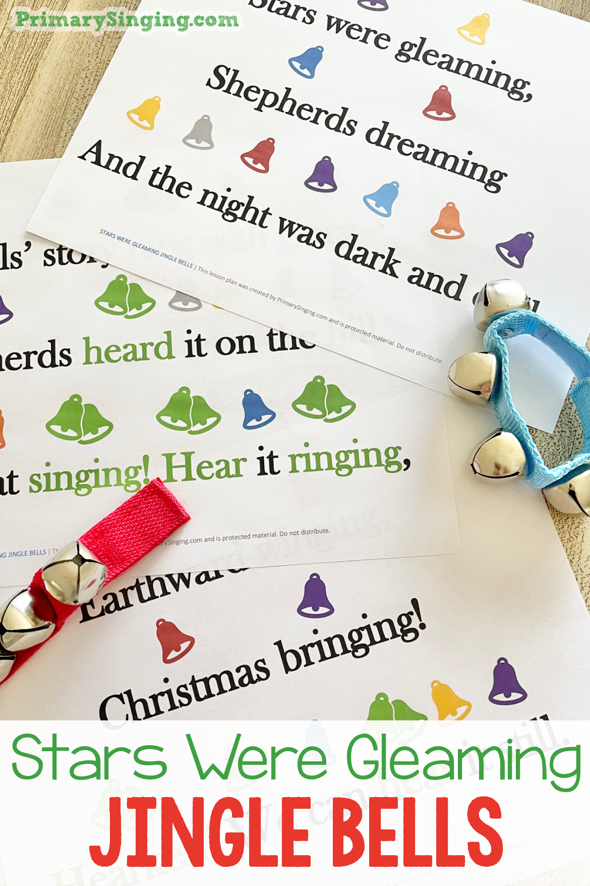 Stars Were Gleaming Jingle Bells - Use this fun living music singing time idea with a simple jingle bells pattern with printable song helps for LDS Primary Music Leaders. 