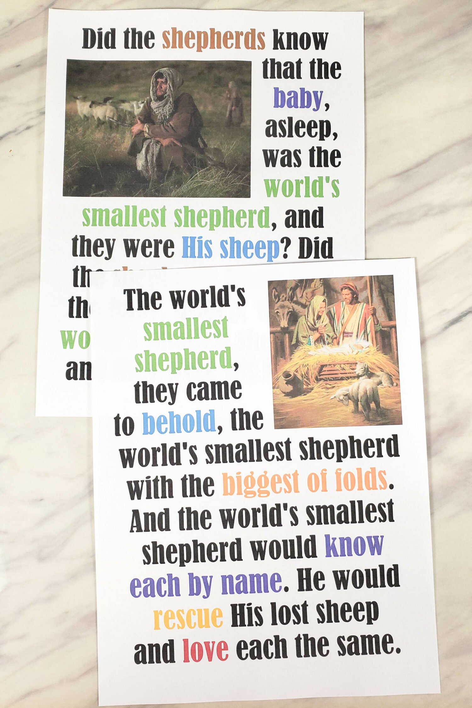 The World's Smallest Shepherd Flip Chart & Lyrics 4 The World's Smallest Shepherd Flip Chart Teach this beautiful Christmas song by Angie Killian this year. Printable lyrics and pictures for LDS Primary Music leaders or Christian song helps.