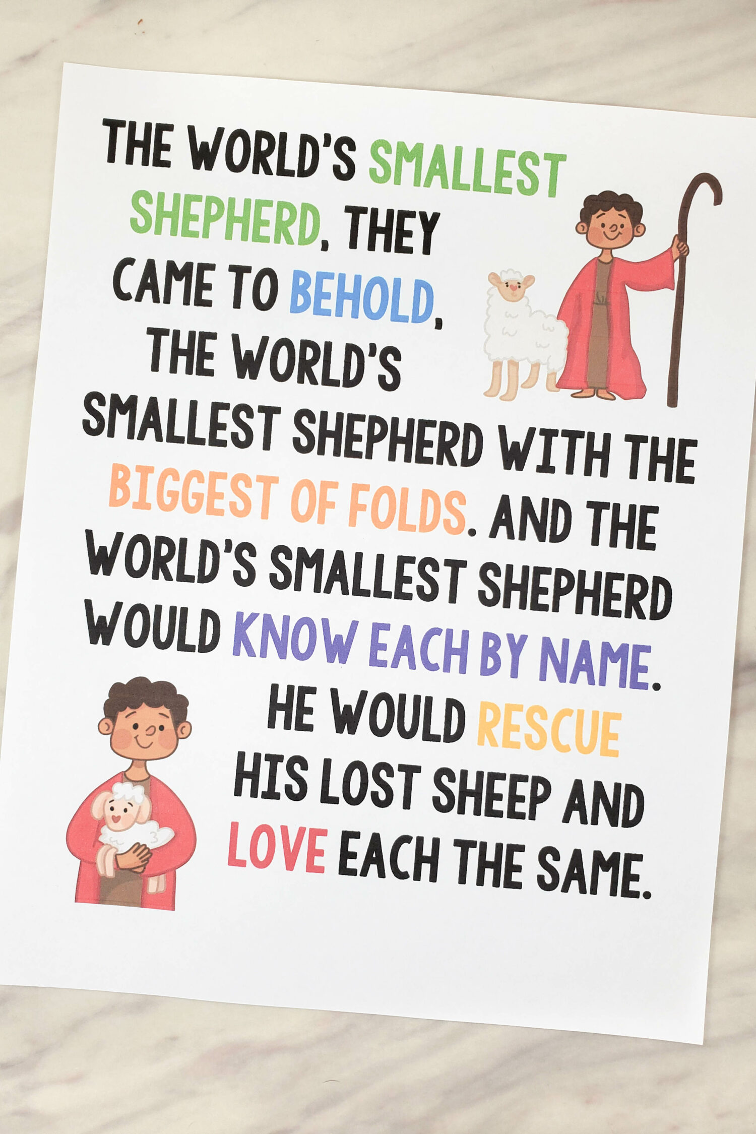 The World's Smallest Shepherd Flip Chart Teach this beautiful Christmas song by Angie Killian this year. Printable lyrics and pictures for LDS Primary Music leaders or Christian song helps.