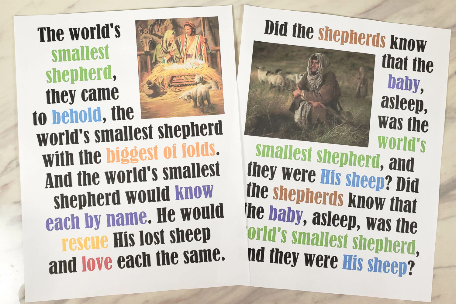 The World's Smallest Shepherd Flip Chart & Lyrics 7 The World's Smallest Shepherd Flip Chart Teach this beautiful Christmas song by Angie Killian this year. Printable lyrics and pictures for LDS Primary Music leaders or Christian song helps.