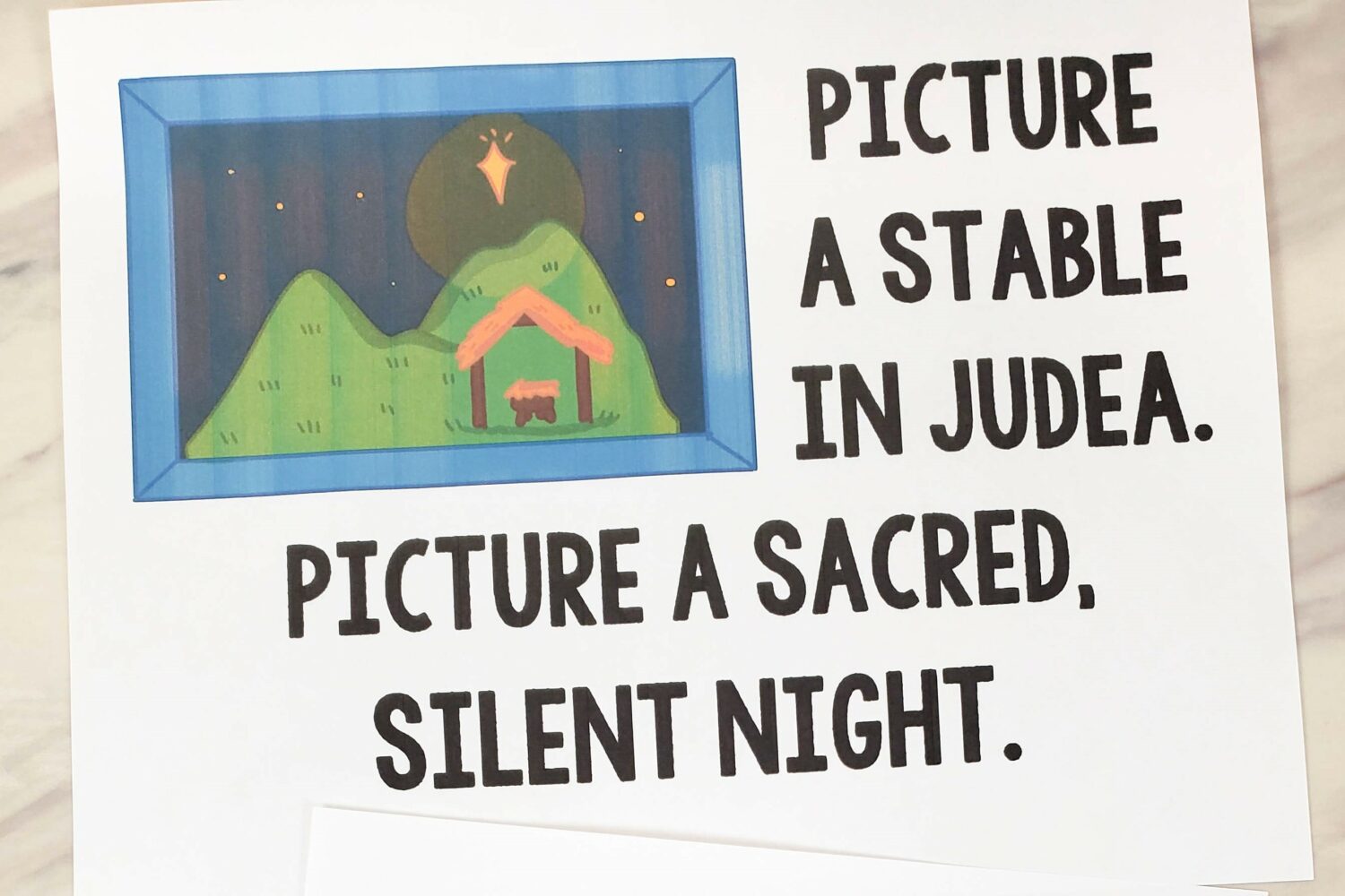 Picture a Christmas Flip Chart Teach this fun Christmas song this year. Printable lyrics and pictures for LDS Primary Music leaders song helps.