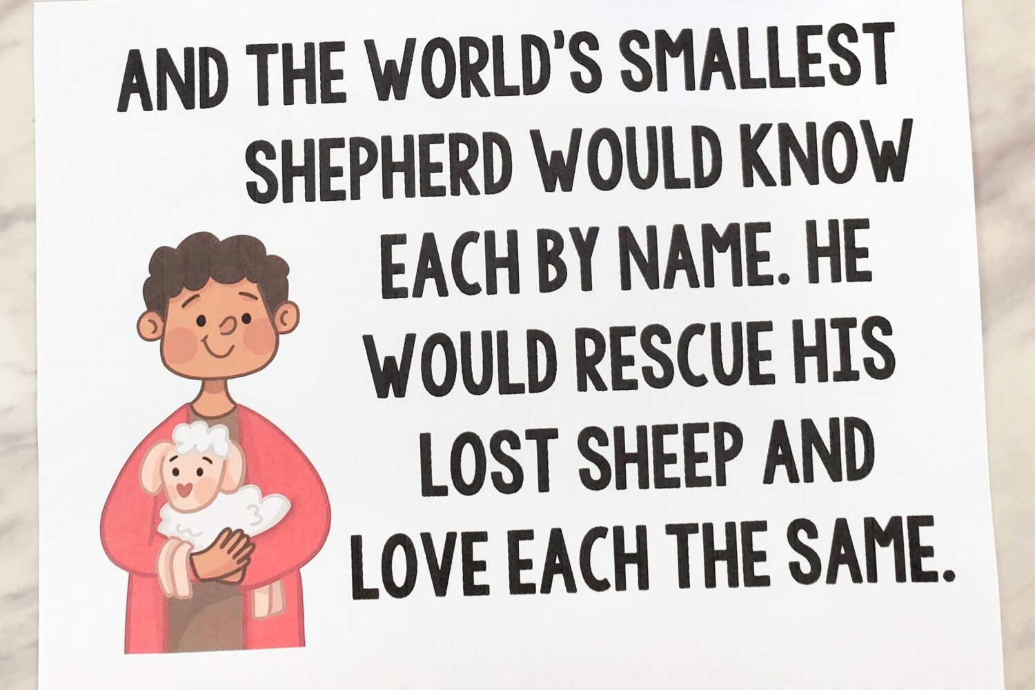 The World's Smallest Shepherd Flip Chart & Lyrics 5 The World's Smallest Shepherd Flip Chart Teach this beautiful Christmas song by Angie Killian this year. Printable lyrics and pictures for LDS Primary Music leaders or Christian song helps.