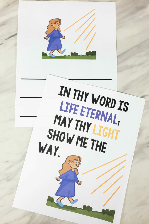 As I Search the Holy Scriptures Flip Chart for Primary Singing Time great visual aids to help teach this song for LDS Primary music leaders - illustration pictures and lyrics!