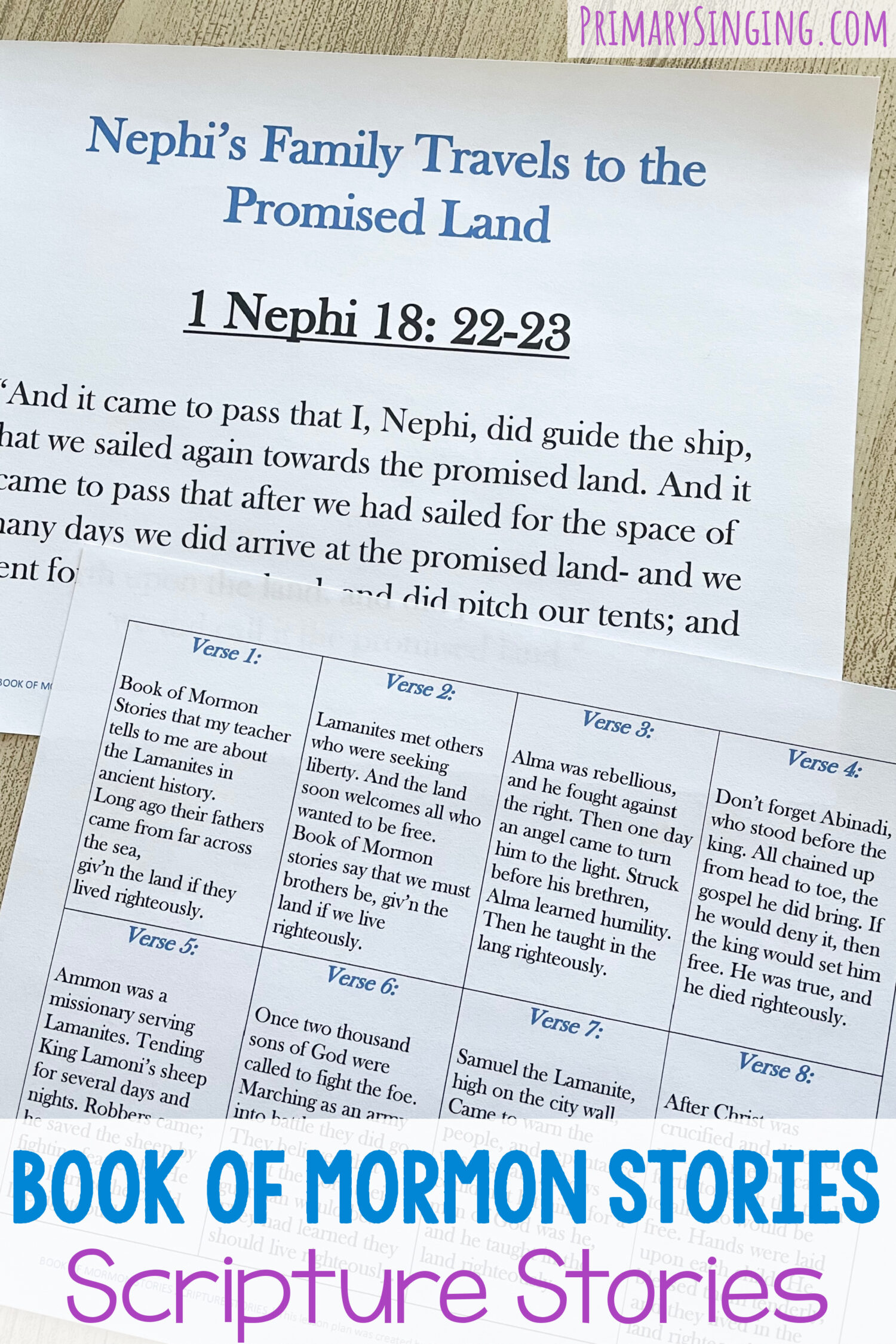 Book of Mormon Stories Scripture Stories - use this spiritual connections singing time idea and share scripture stories while learning this Come Follow Me Book of Mormon song with printable song helps for LDS Primary Music Leaders.