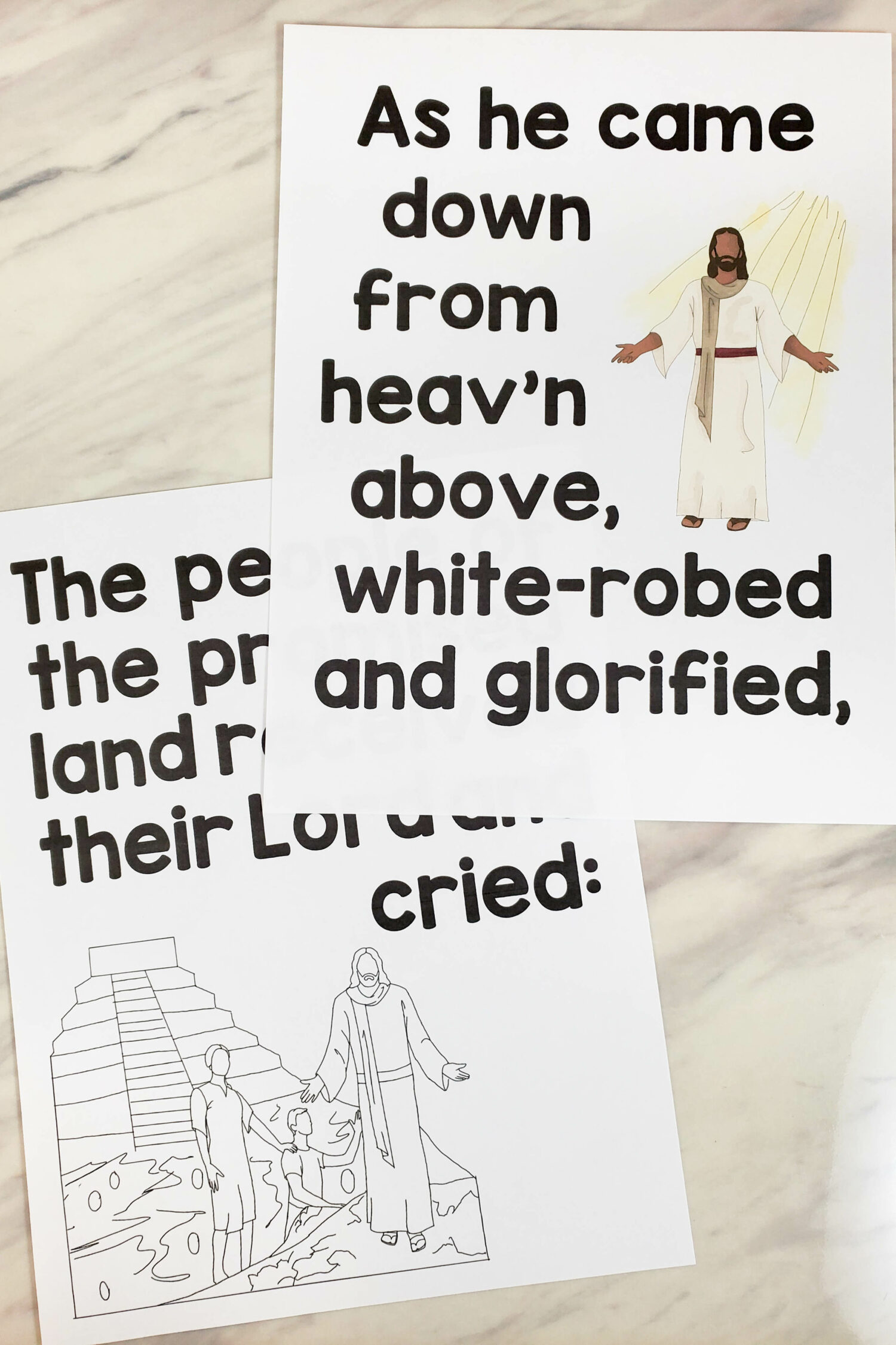 Easter Hosanna Flip Chart singing time visual aids helps for LDS Primary music leaders to teach this beautiful song for Easter or any time of the year. Part of the Book of Mormon Come Follow Me study song list.