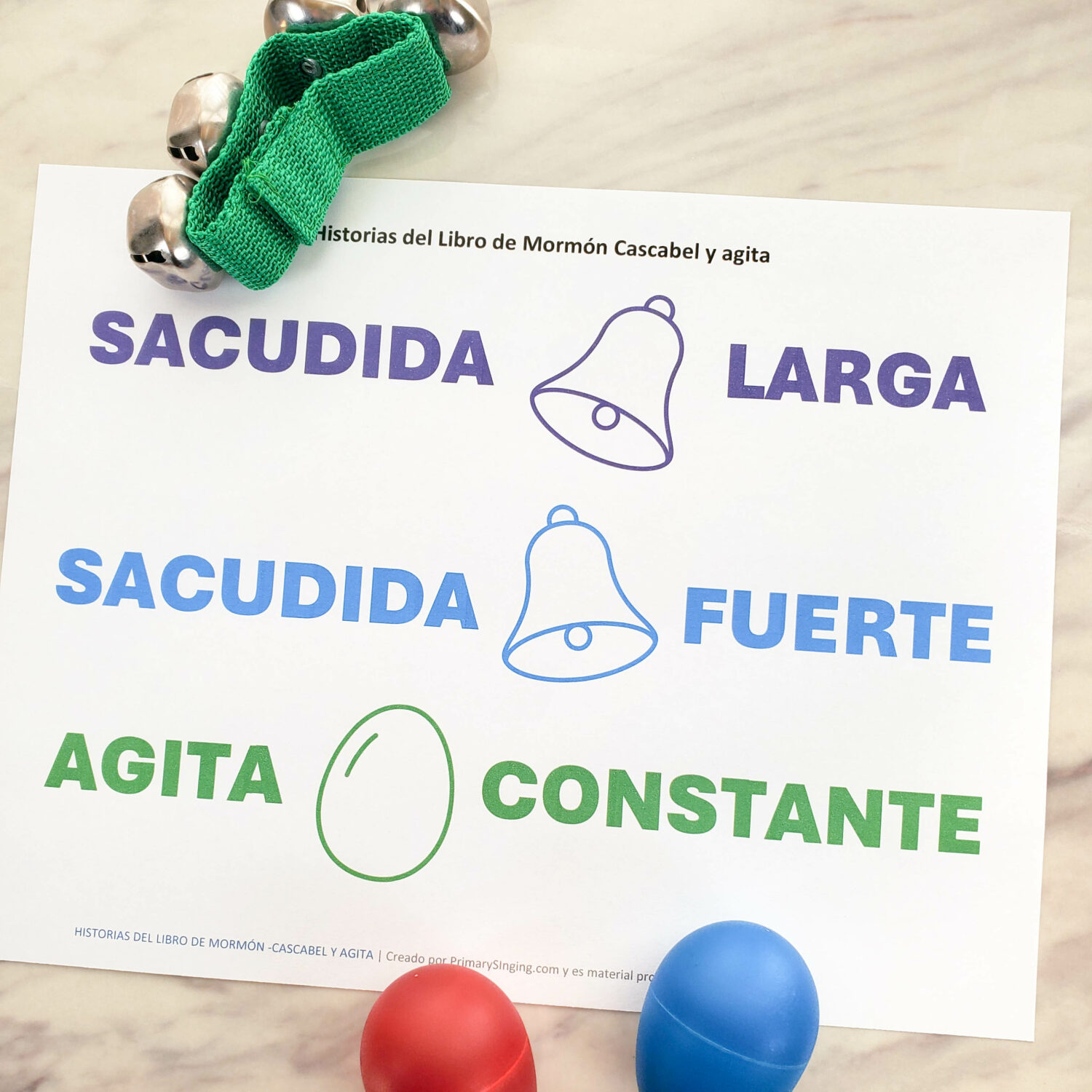 Historias del Libro de Mormón Cascabeles y agita 3 Utiliza este sencillo patrón de tintineo y agitar para centrarse en las palabras clave de la canción y revisar la letra. ¡Asegúrate de tomar nuestro patrón codificado por colores con 3 acciones simples! Para líderes de música de la primaria el tiempo de cantar. SUD