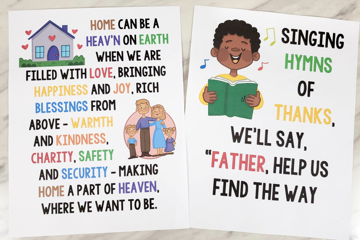12 Home Can Be a Heaven on Earth Singing Time Ideas 3 Home Can Be a Heaven on Earth Flip Chart for Primary Singing Time great visual aids to help teach this song for LDS Primary music leaders - illustration pictures and lyrics!