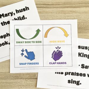 The Shepherd's Carol Actions in a Round - Sing in a round while trying these 4 actions to create a movement round while reviewing this Christmas song for LDS Primary Music Leaders.