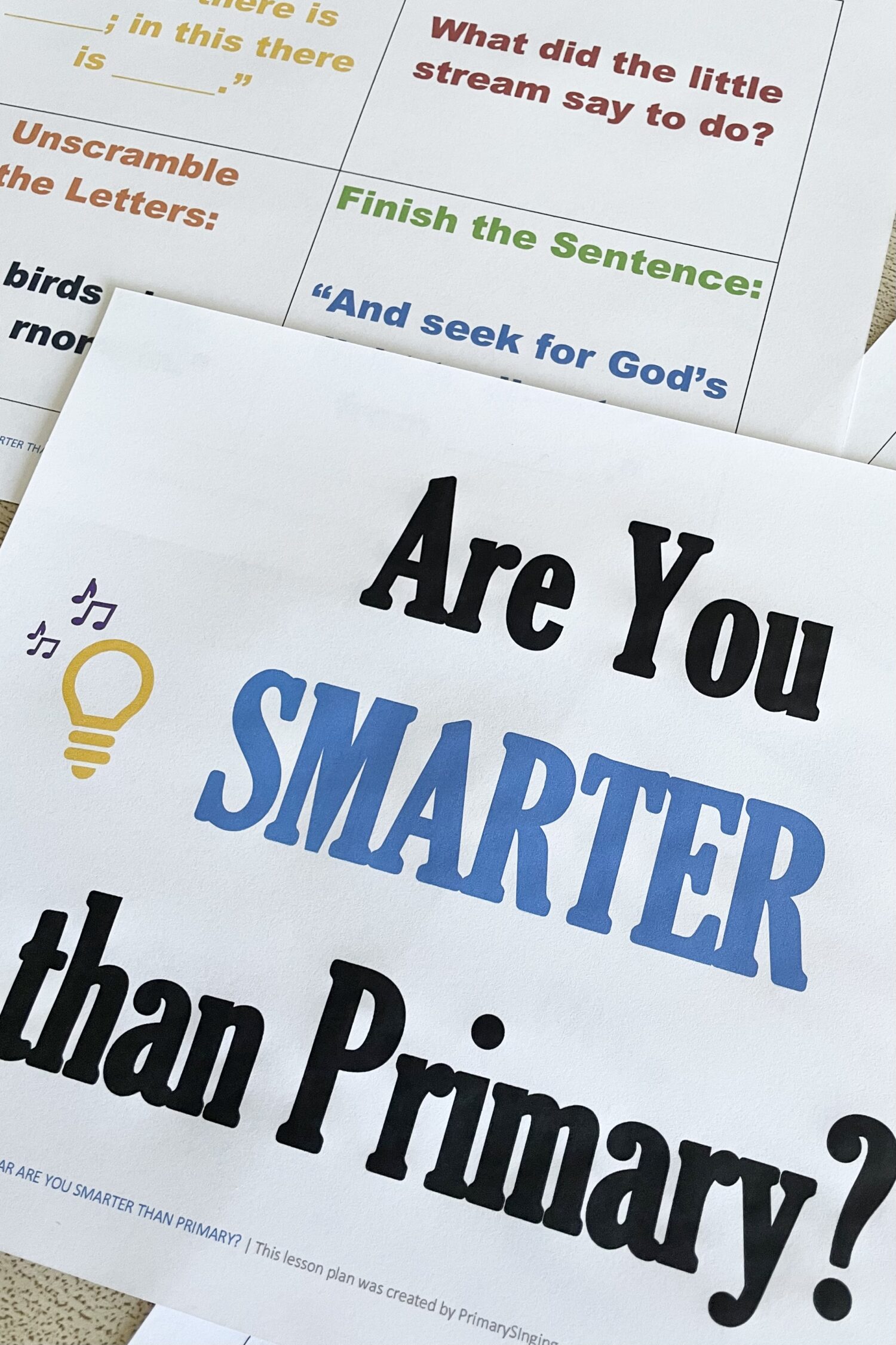 Are You Smarter Than Primary? Review Game 2 Primary New Year Are You Smarter Than Primary - Use this fun song quiz game to review primary songs for the new year with printable song helps for LDS Primary Music Leaders.