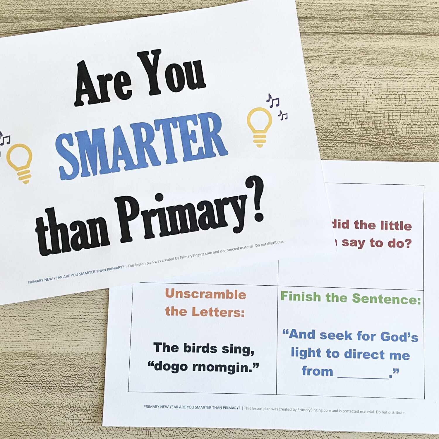 Are You Smarter Than Primary? Review Game 4 Primary New Year Are You Smarter Than Primary - Use this fun song quiz game to review primary songs for the new year with printable song helps for LDS Primary Music Leaders.