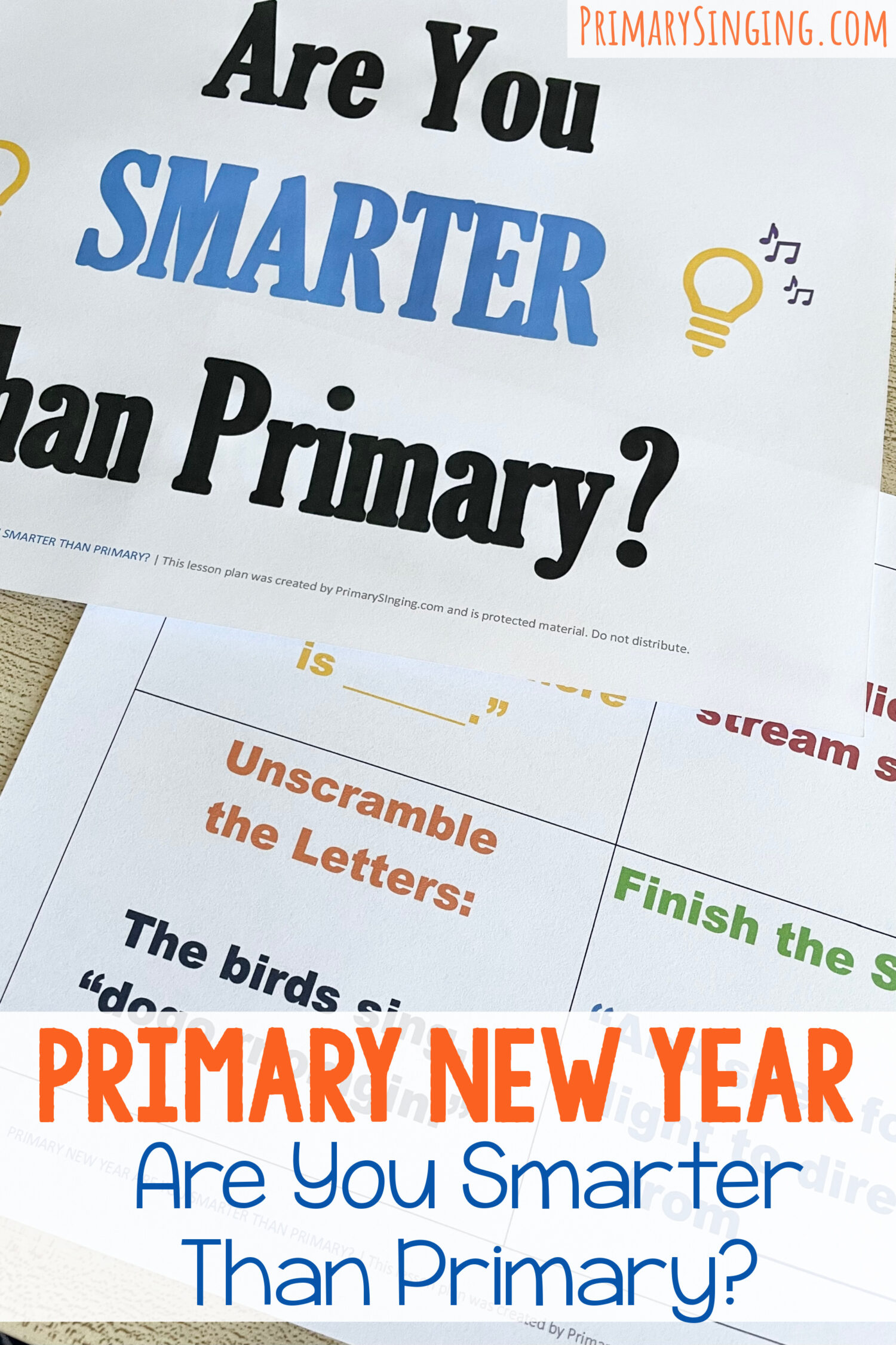 Are You Smarter Than Primary? Review Game 1 Primary New Year Are You Smarter Than Primary - Use this fun song quiz game to review primary songs for the new year with printable song helps for LDS Primary Music Leaders.