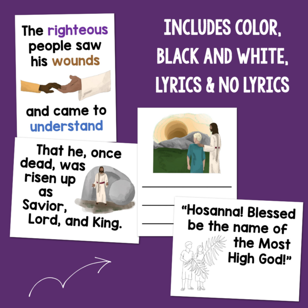 Easter Hosanna Flip Chart for Singing Time Color & Black and White Printables