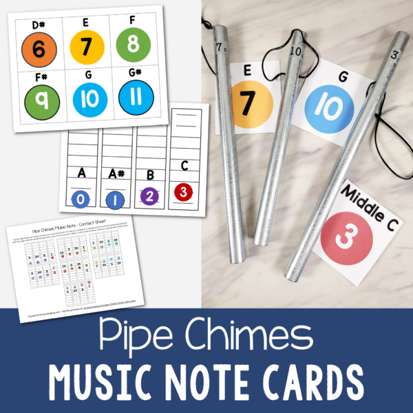 Pipe Chimes Music Note Cards printable cards to make your own chimes charts to match any song! A great printable resource for LDS Primary music leaders for Singing Time or for Elementary music teachers.