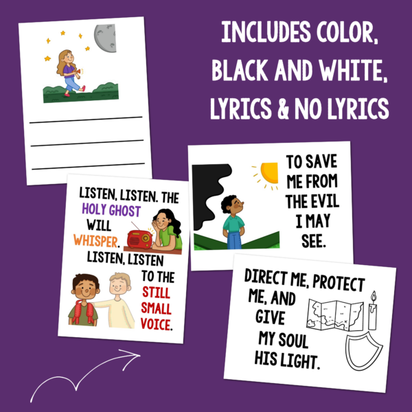 Shop The Still Small Voice Flip chart printables in black and white and color plus slideshow
