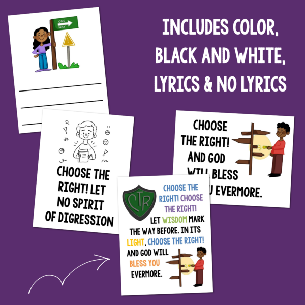 Choose the Right flip chart for Primary singing time with variety print styles including color and black and white