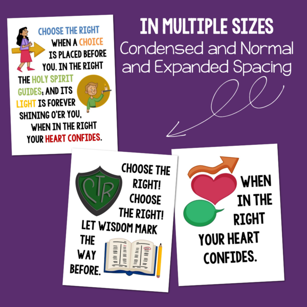 Choose the Right printable flip chart in multiple sizes for Primary Singing Time