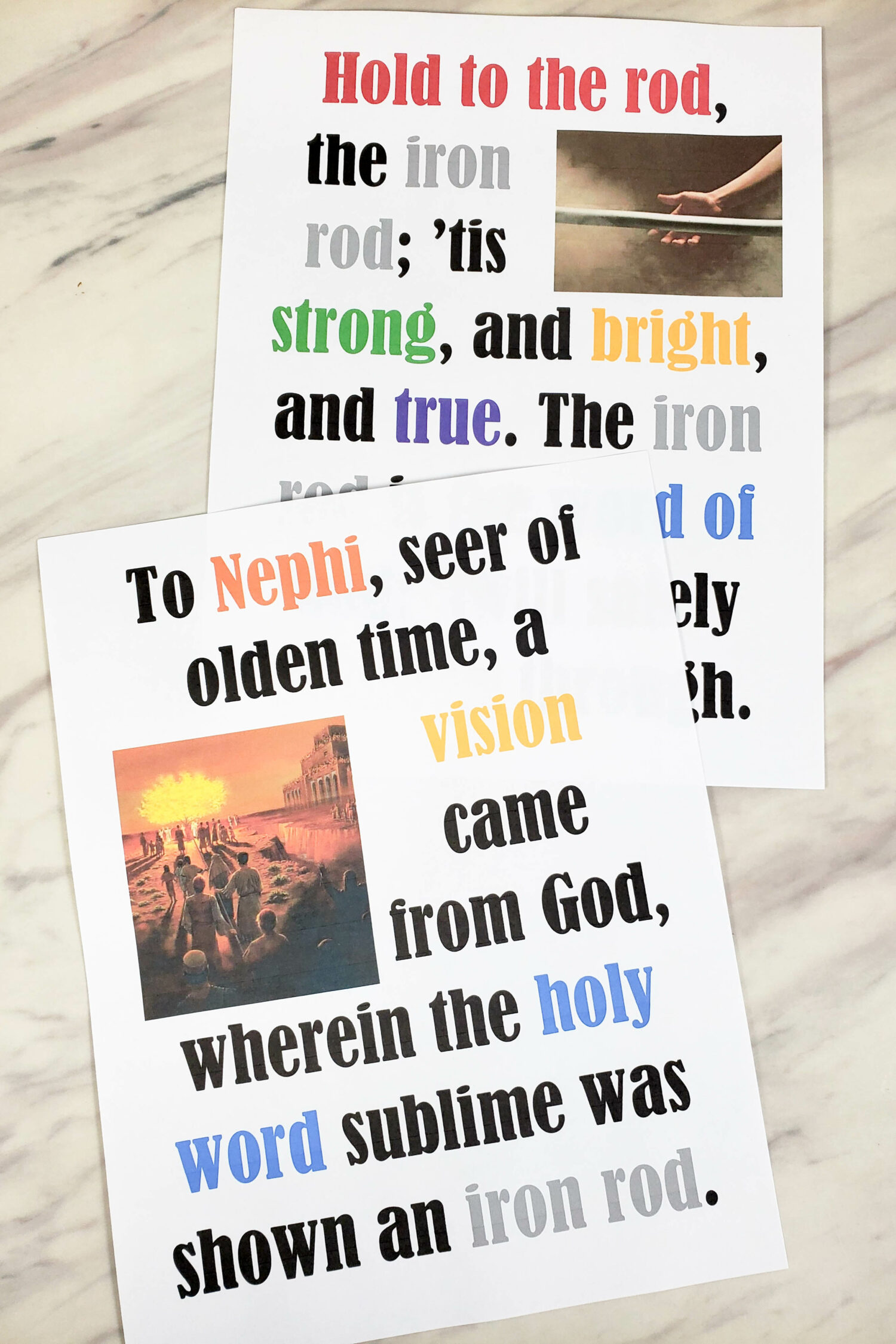 The Iron Rod hymn flip chart printable for singing time