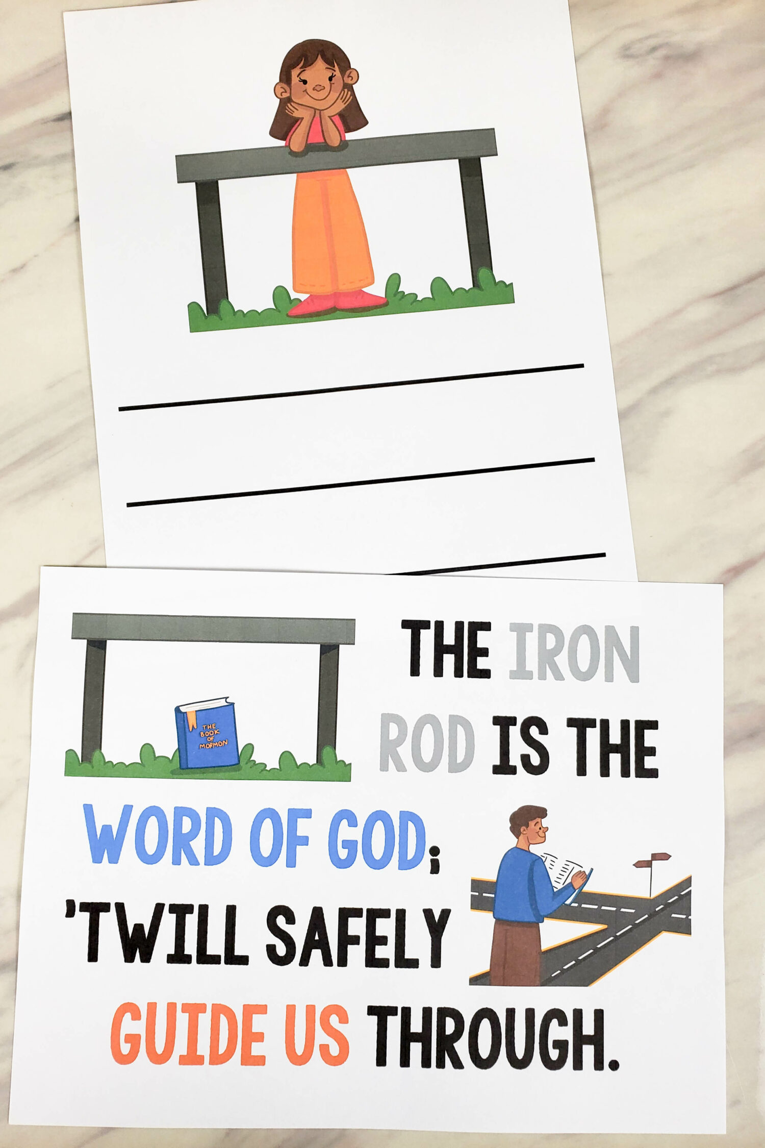 The Iron Rod Flip Chart with custom art illustrations darling pictures with lyrics to help you teach this hymn in Primary! A great printable resource for LDS Primary Music Leaders for Singing Time or for home Come Follow Me study.