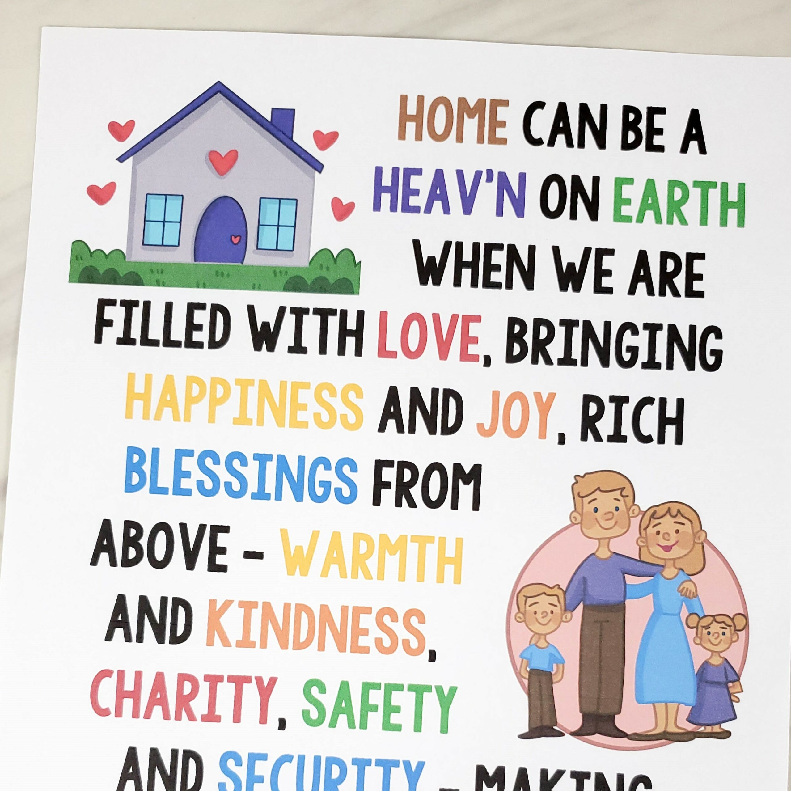 Home Can Be a Heaven on Earth Flip Chart for Primary Singing Time great visual aids to help teach this song for LDS Primary music leaders - illustration pictures and lyrics!
