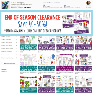 End of Season Etsy Sale! Singing time ideas for Primary Music Leaders sq Sale End of Season List Page