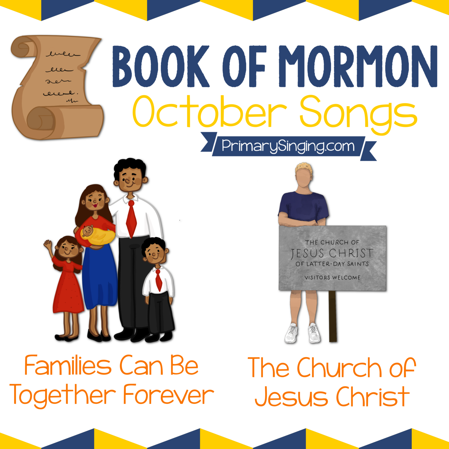 Book of Mormon October Song List - Families Can Be Together Forever and The Church of Jesus Christ. Teach these 2 great Primary songs during Singing Time or home Come Follow Me lessons.Book of Mormon October Song List - Families Can Be Together Forever and The Church of Jesus Christ. Teach these 2 great Primary songs during Singing Time or home Come Follow Me lessons.