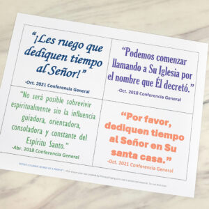 ¡Lean citas con desafíos e invitaciones de nuestro profeta, el presidente Russell M. Nelson, mientras presentas o repasan esta canción en la primaria! ¡Esta idea de conexión espiritual para cantar es una manera fantástica de enseñar los principios del Evangelio mientras cantan juntos! Para líderes de música de la Primaria el tiempo de cantar SUD