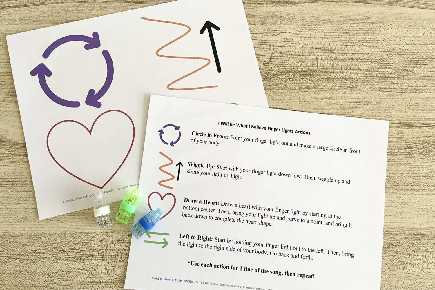 I Will Be What I Believe Finger Lights - Learn this fun finger lights pattern with 4 repeatable actions and a printable pattern sheet for LDS Primary Music Leaders.