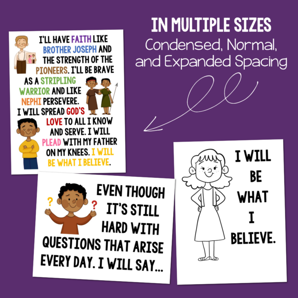I Will Be What I Believe flip chart Multiple Print Sizes Printable