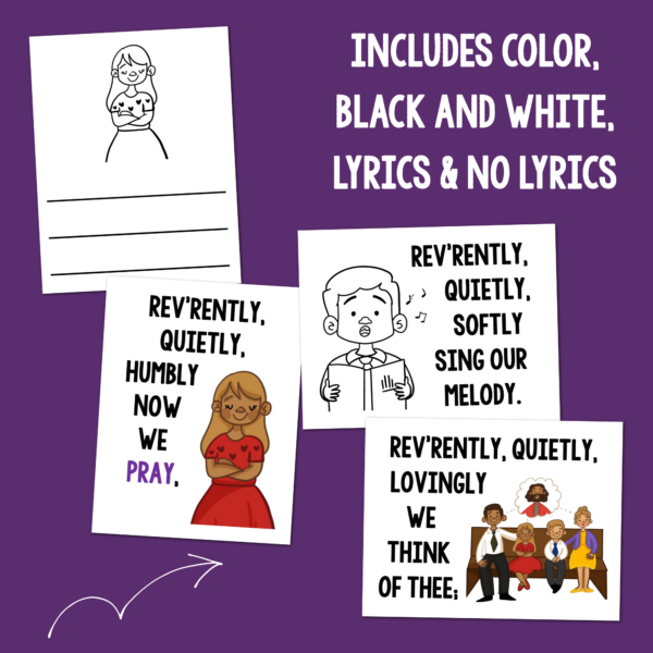 Reverently Quietly flip chart printable color bw pages