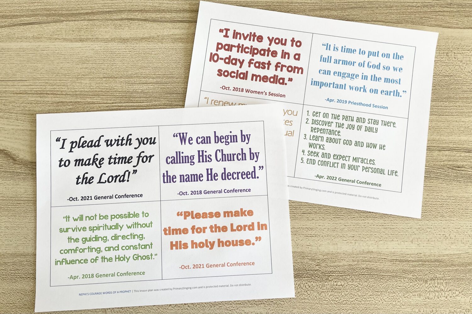 Nephi's Courage Words of a Prophet - use this spiritual connection singing time idea and read quotes from the prophet together with printable song helps for LDS Primary Music Leaders.