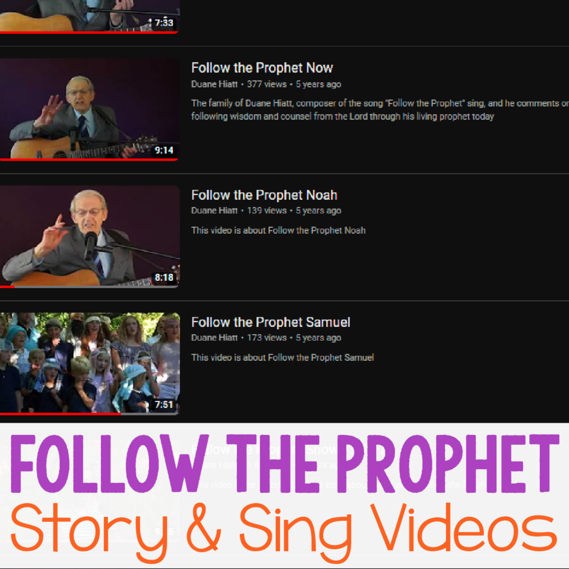 LDS Primary Songs Post Index Singing time ideas for Primary Music Leaders sq Follow the Prophet Story Sing Videos