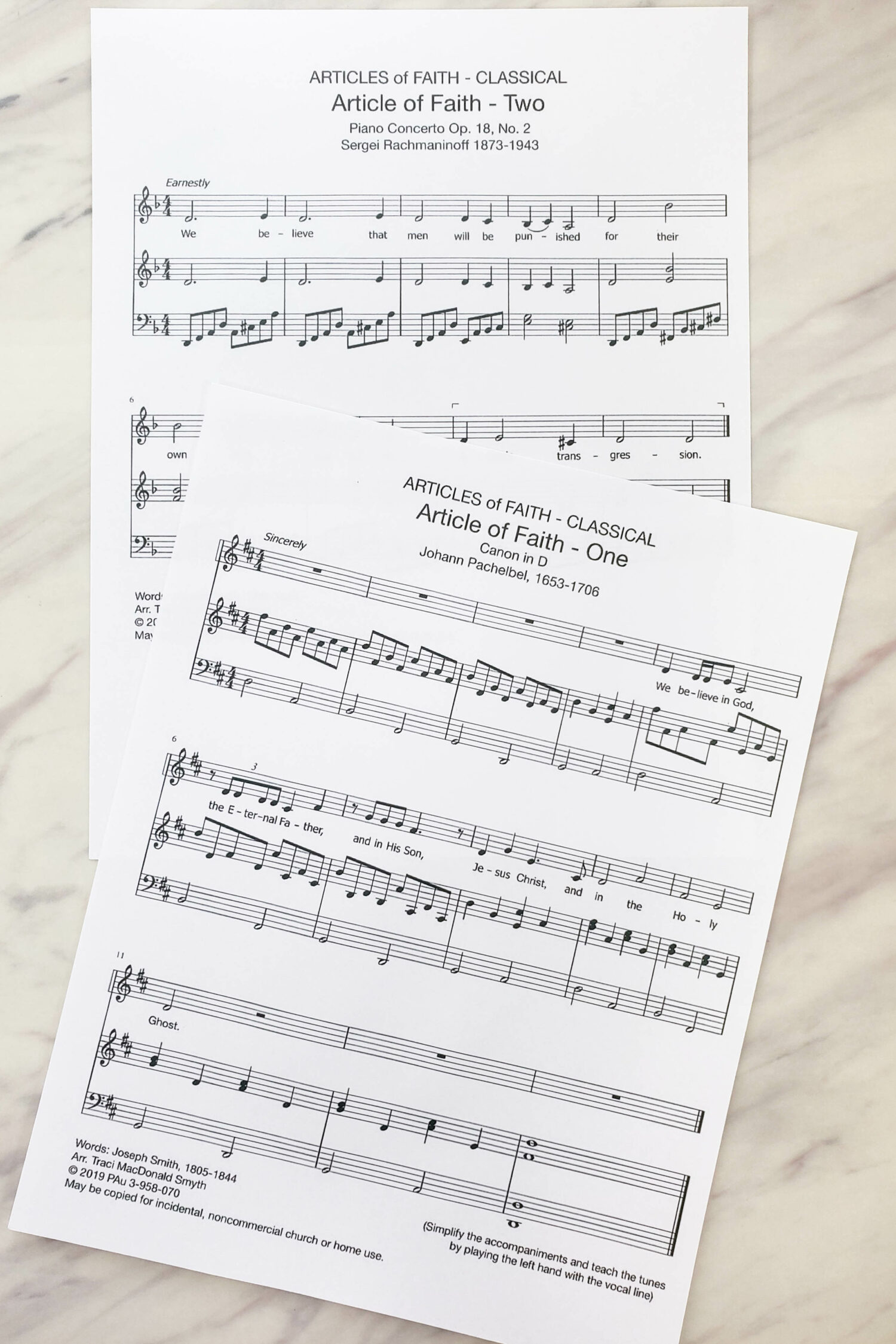 Classical Articles of Faith Sheet Music 2 Classical Articles of Faith sheet music - unique way to teach the Articles of Faith using classical compositions! Fun way to teach them in singing time for LDS Primary music leaders.