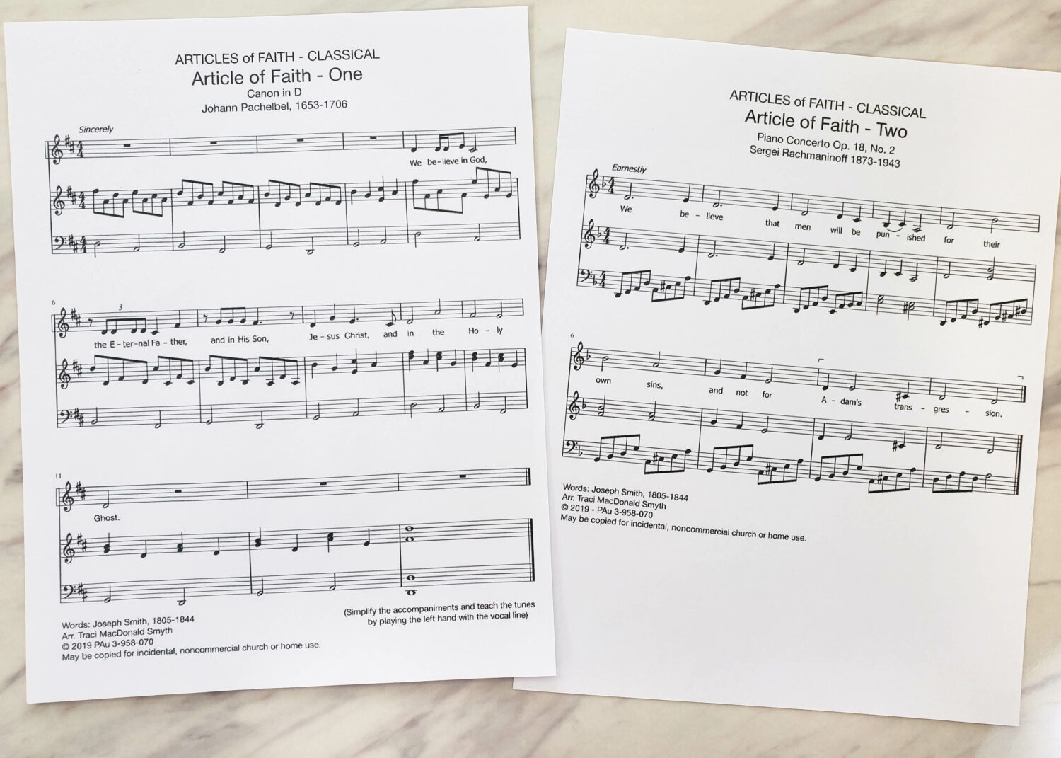 Classical Articles of Faith sheet music - unique way to teach the Articles of Faith using classical compositions! Fun way to teach them in singing time for LDS Primary music leaders.